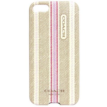 COACH 民俗風直紋 iPhone 5 手機保護殼(卡其粉)