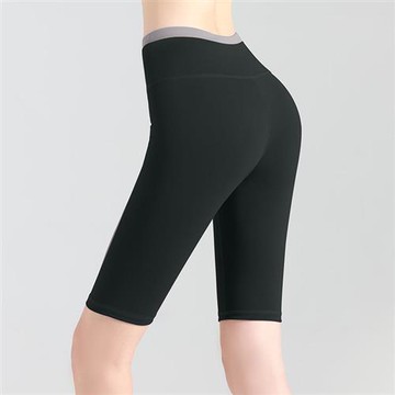 【米蘭精品】瑜珈褲運動短褲-蜜桃腰口拼接五分褲無尷尬線女褲子3色74el41