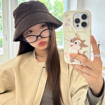 由里公園ins韓系少女卡通可愛小鹿兔子15適用17pro蘋果16ProMax手機殼iPhone16全包17軟17Promax防摔保護套13