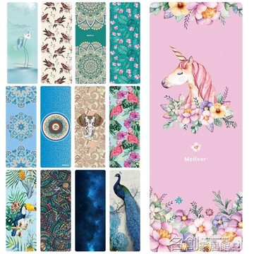 瑜伽墊 防滑天然橡膠瑜伽墊女鋪巾超薄便攜折疊健身印花瑜珈毯 名創家居館DF