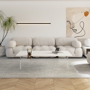 現代極簡亞克力懸浮巖板茶幾小戶型ins風長方形客廳家用茶桌茶幾