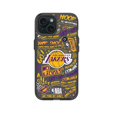 iPhone 15 Clear 酷墨灰 - NBA - 塗鴉系列-洛杉磯湖人 L.A. Lakers - Graffiti