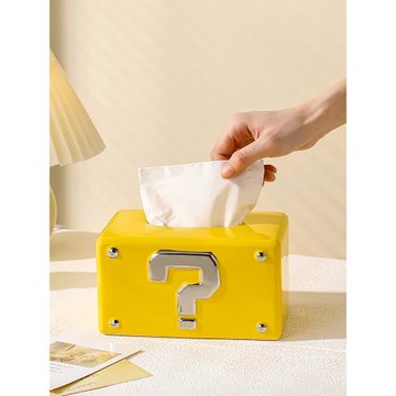 創意馬里奧紙巾盒藝術感可愛風陶瓷紙抽盒輕奢抽紙盒家用客廳高檔