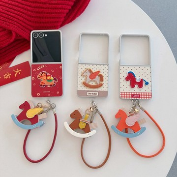 刺繡元寶馬 小羊皮 三星 z flip 7 5 6 4 3 flip6 flip5 flip7 手機殼 防摔 保護套