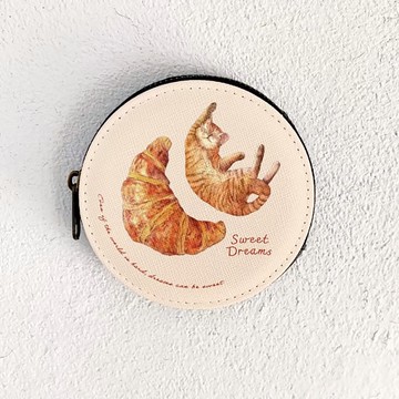 SWEET DREAMS_貓與可頌 / 原創圓形零錢包