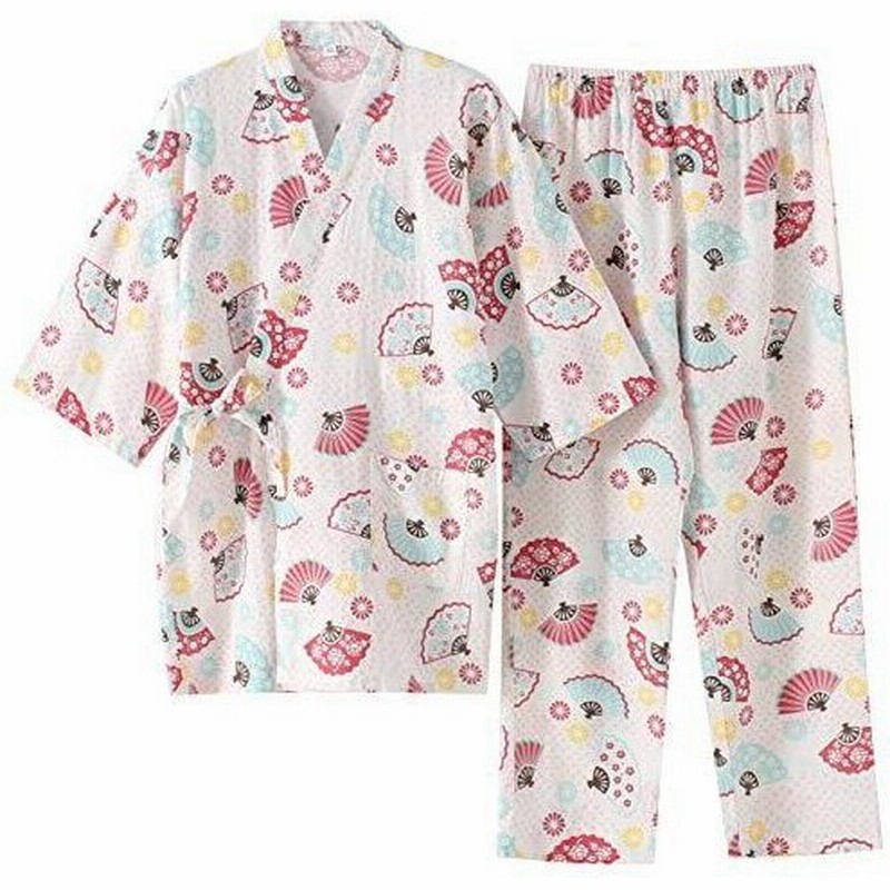 Sisoftly シソフトリー レディース 甚平 かわいい花柄 ガーセ 100 綿 パジャマセット 五分袖 前開き 春夏用 無地 作務衣 女性の しじら織り 2点セット浴衣 M 通販 Lineポイント最大get Lineショッピング