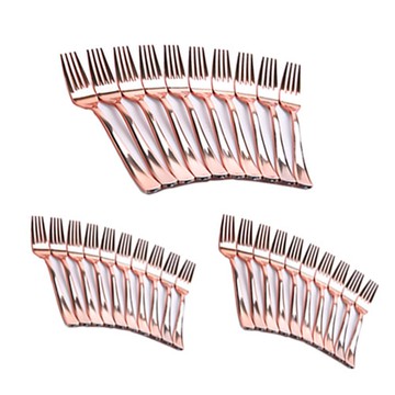 派對嗨 居家派對鍍鉻叉子 10個  玫瑰金  3組