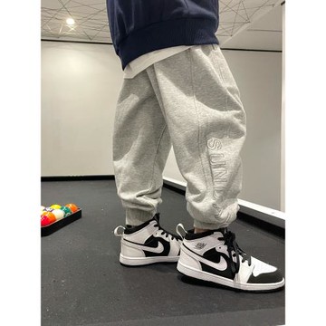 灰色衛褲男童柔軟時尚百搭長褲兒童2025春秋新款洋氣休閑褲潮