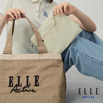 ELLE ACTIVE 大容量撞色輕量側肩包附拉鍊收納小包-卡其色 (EA26S1FB609-82)