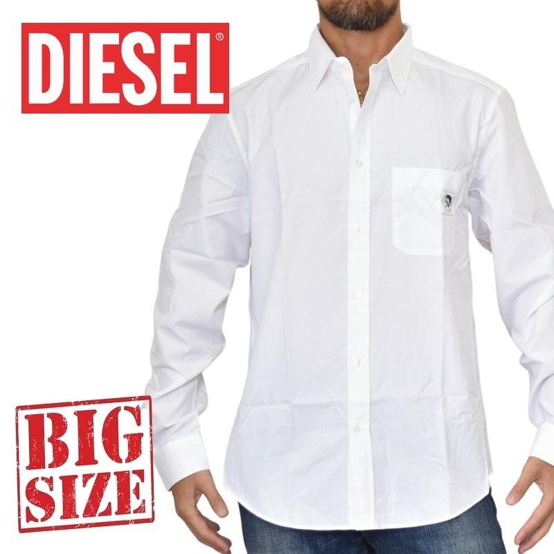 SALE 大きいサイズ メンズ DIESEL ディーゼル カジュアル 長袖シャツ ポプリンシャツ ポケット 白 ホワイト S-BILL-POCKET  XXL | LINEブランドカタログ