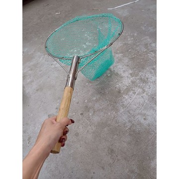 台灣出貨網頭實心木桿銹鋼抄網桿整組撈魚*手工網兜大眼*耐用 漁網 撈網 撈魚網 淺水網 深水網 水裡撈網