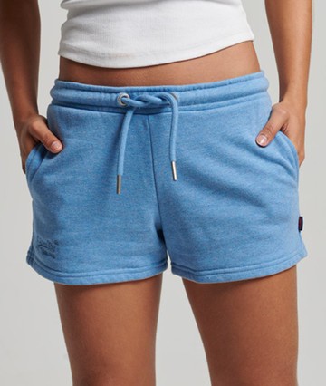 Superdry Women's Women's Vintage Logo Embroidered Jersey Shorts Blue / Blush Blue Marl - Size: 16 Size: 12