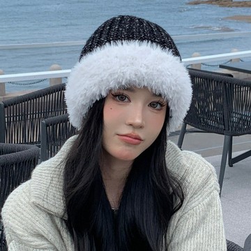 【巴黎精品】現貨+預購 針織帽毛帽-拼色絨毛麻花保暖女帽子4色a1dk19