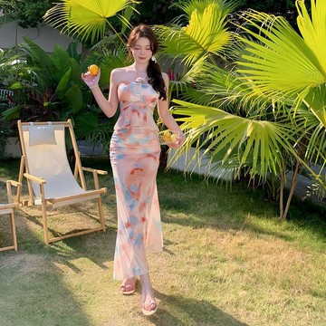 海邊必備🍋 比基尼泳衣女2025新款高级感显瘦分体三件套性感长裙海边度假泳衣 性感泳衣 泳衣 女
