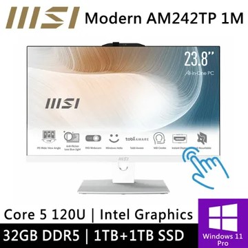 微星 Modern AM242TP 1M-1211TW-SP5 24型 白-特仕機(32G/1TB+1TB)