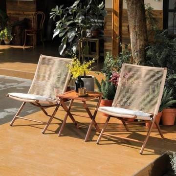 陽臺休閑椅戶外折疊躺椅新中式家用藤椅子茶桌庭院花園桌椅