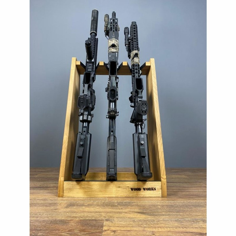 木製ガンラック　サバゲー WOODWORKS ガンラック 3丁掛 (色：ライトブラウン) 木製 日本製