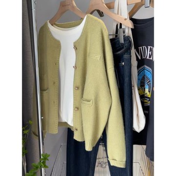 外套女寬松慵懶風針織開衫毛衣