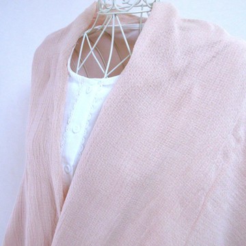 植物染・茶籽殼染・純棉・寬大披肩・粉米色