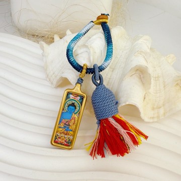 健康/福氣/智慧-藥師琉璃佛唐卡吊飾