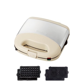 【領券再享優惠+贈原廠雕魚燒烤盤】日本Vitantonio VWH-36B 活動式烤盤鬆餅機 內附法式薄餅及方型鬆餅烤盤