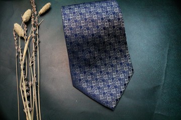 藍色編織花紋領帶紳士風桑蠶絲necktie