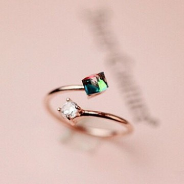 925純銀戒指鑲鑽開口戒-韓版簡約亮眼百搭情人節生日禮物女飾品2色73dv3【獨家進口】【米蘭精品】