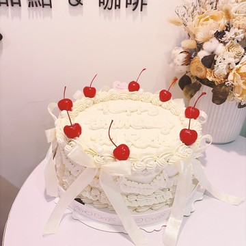 復古古典全白蛋糕 櫻桃蛋糕 客製化生日蛋糕 慶生 節日 水果蛋糕