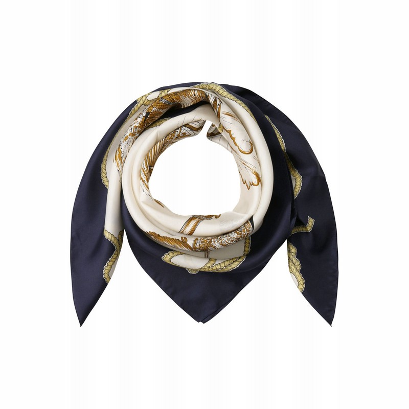 Allureville アルアバイル マリンパターンシルクスカーフ レディース ネイビー 2 通販 Lineポイント最大1 0 Get Lineショッピング