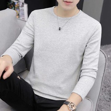 莫代爾秋裝男士長袖t恤圓領秋季內搭潮牌潮流打底衫秋衣大碼小衫