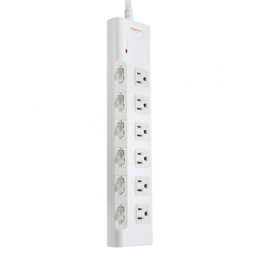 PowerSync 群加 高耐燃防雷擊6開6插延長用電源線組 3孔 PWS-EMS6627  2.7m  白色  1個
