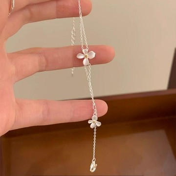 女生手鍊清冷感梔子花雙層手鍊輕奢小衆精緻高顏值學生黨手飾女生高級感防水防過敏小眾百搭飾品 手鏈 手飾 手鍊 手環