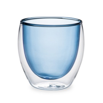 【Caldo卡朵生活】手感蛋形雙色隔熱玻璃咖啡杯250ml