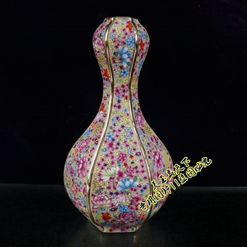 古玩收藏 景德鎮陶瓷器琺瑯彩花瓶 客廳書房裝飾品擺件 花卉花瓶