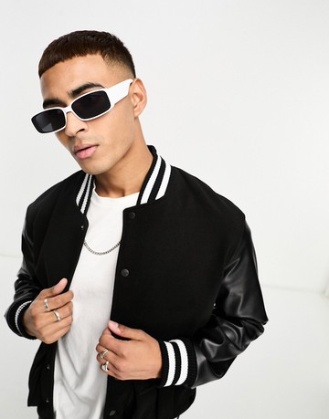 New Look narrow square sunglasses in white
