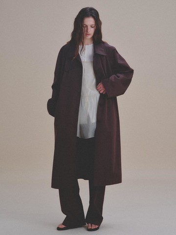 Belita Balmacaan Trench Coat [BROWN]