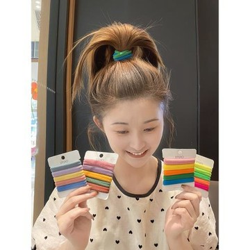 5條高彈力耐用皮筋女扎頭熒光發繩成人馬尾發圈彩色頭繩皮套頭飾