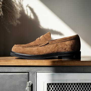 MRA 樂福鞋男款2025新款反絨老錢風休閒皮鞋一腳蹬潮鞋子豆豆鞋夏