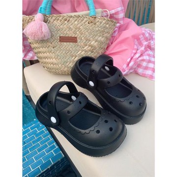 細細條 兒童洞洞鞋夏季可愛女童瑪麗珍鞋踩屎感eva親子包頭涼拖鞋