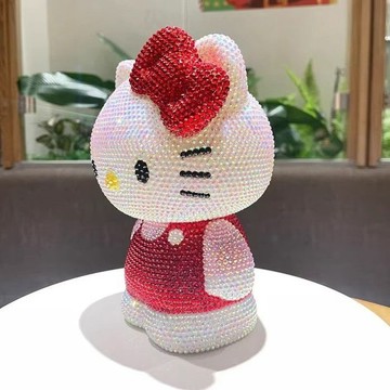 在臺出貨🍀KT貓粘鑽存錢罐鑽石公仔兒童擺件玩具送禮物貼鑽娃娃diy手工玩偶