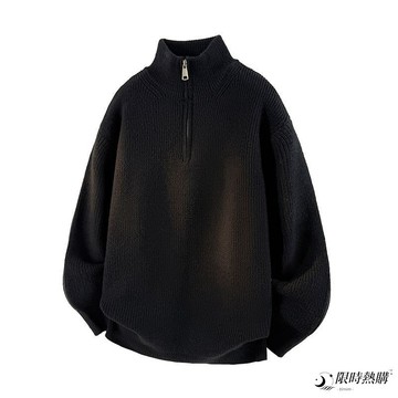 ✨限時熱購⚡ 毛衣長袖 高領 針織衫 毛衣 男款 拉鍊 寬鬆 套頭 純色 休閒 慵懶風 長袖 常規版 秋季 2026