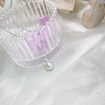 簡約設計珍珠項鍊/天然珍珠/純銀項鍊