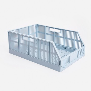 可折疊斜口收納籃L 藍