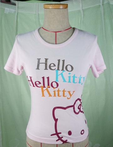 【震撼精品百貨】Hello Kitty 凱蒂貓~圓領T_粉_臉