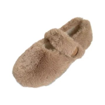 大碼女鞋41一43冬季保暖毛毛鞋女外穿加絨棉鞋42網紅魔術貼豆豆鞋