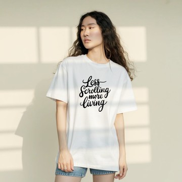 白色落肩短袖T-Shirt  客製化手寫字 男女上衣 團體服 活動服