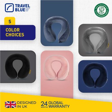 【 Travel Blue 】寧靜頸枕 U型枕 100%記憶棉枕心 全球保固24個月 (多色任選_無收納袋)