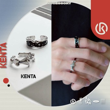 🌾健太選物🌾黑颯雙星戒指 簡約戒指 開口戒指 疊戴戒 食指戒 不規則款 小眾款 光面戒指 戒指男 戒指女 中性飾品