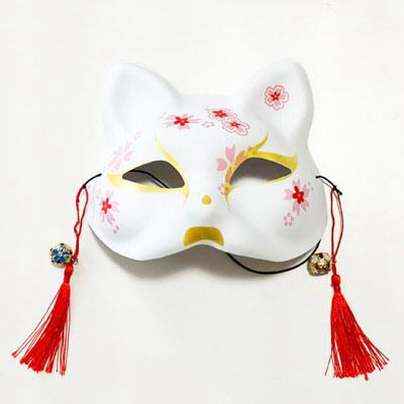 猫のお面　ハロウィン 和風 猫のお面 A / B〈 ブラック レッド 〉猫の半面 お面 猫面