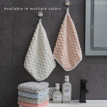 掛式擦手小方巾加厚提花擦手巾廚房家用吸水速干毛巾不掉毛小毛巾